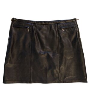 Vintage Y2K Ezza by Michael Hoban Black Leather Mini Skirt | Size M | Moto Fall